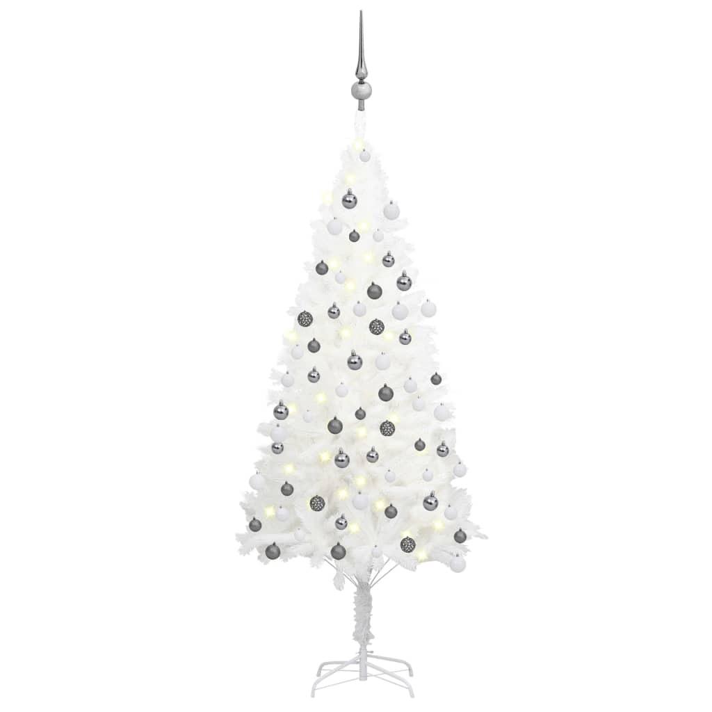 Se kunstigt juletræ med lys og kuglesæt 120 cm hvid hos Boligcenter.dk