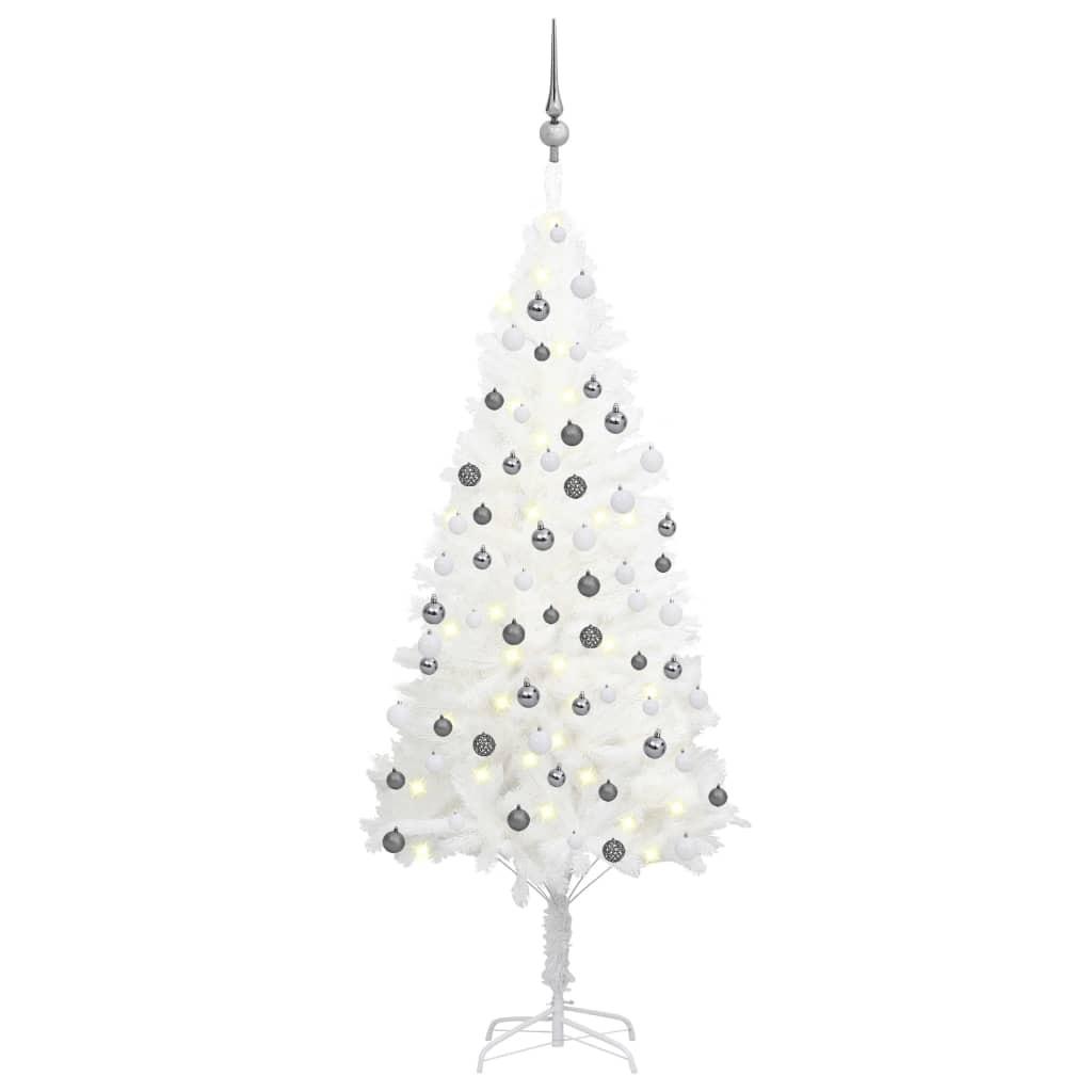 Kunstigt Juletræ Med Lys Og Kuglesæt 120 Cm Hvid - Hvid / 150 x 75 cm