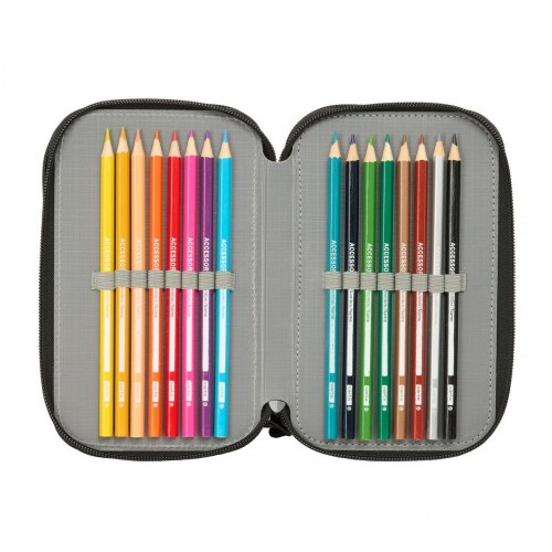 Minecraft tredobbelt penalhus - sort, 12,5 × 19,5 × 5,5 cm - 37 dele