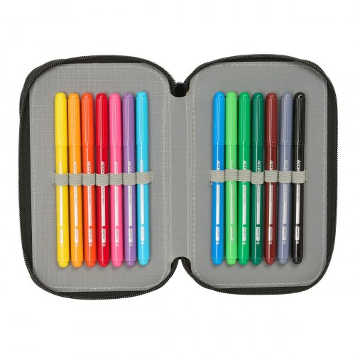 Minecraft tredobbelt penalhus - sort, 12,5 × 19,5 × 5,5 cm - 37 dele