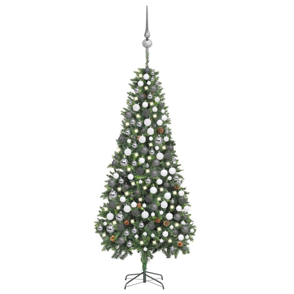 Billede af Juletræ med lys + julekugler og grankogler 210 cm hos Boligcenter.dk