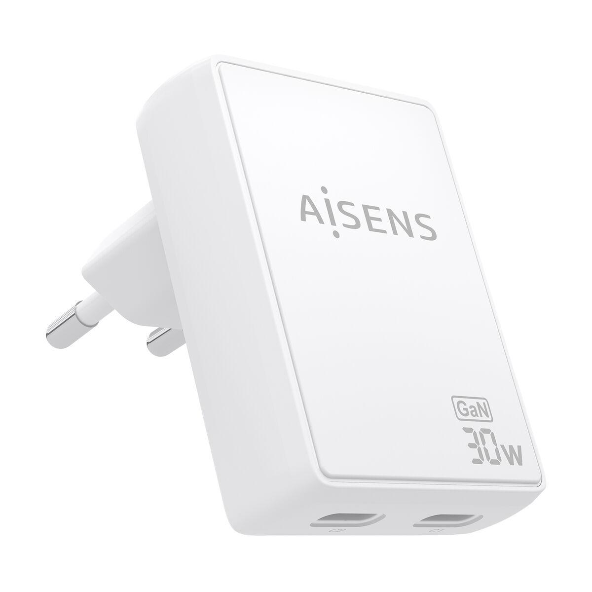 Aisens ASCH-30W2P075-W vægoplader - 30 W, hvid, 2× USB‑C