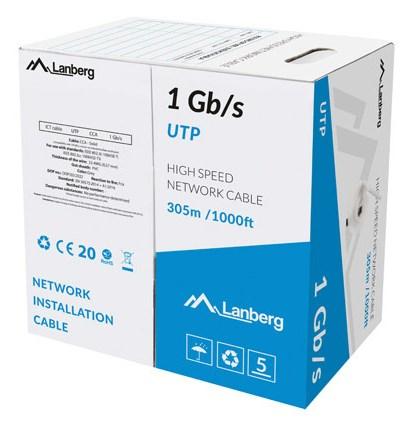 Lanberg LCU6-10CC-0305-S netværkskabel Cat6 U/UTP - 305 m, grå billede