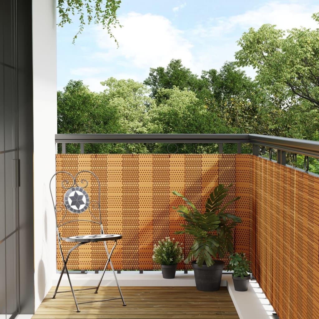 Altanafskærmning 600 × 80 cm i polyrattan - lysebrun