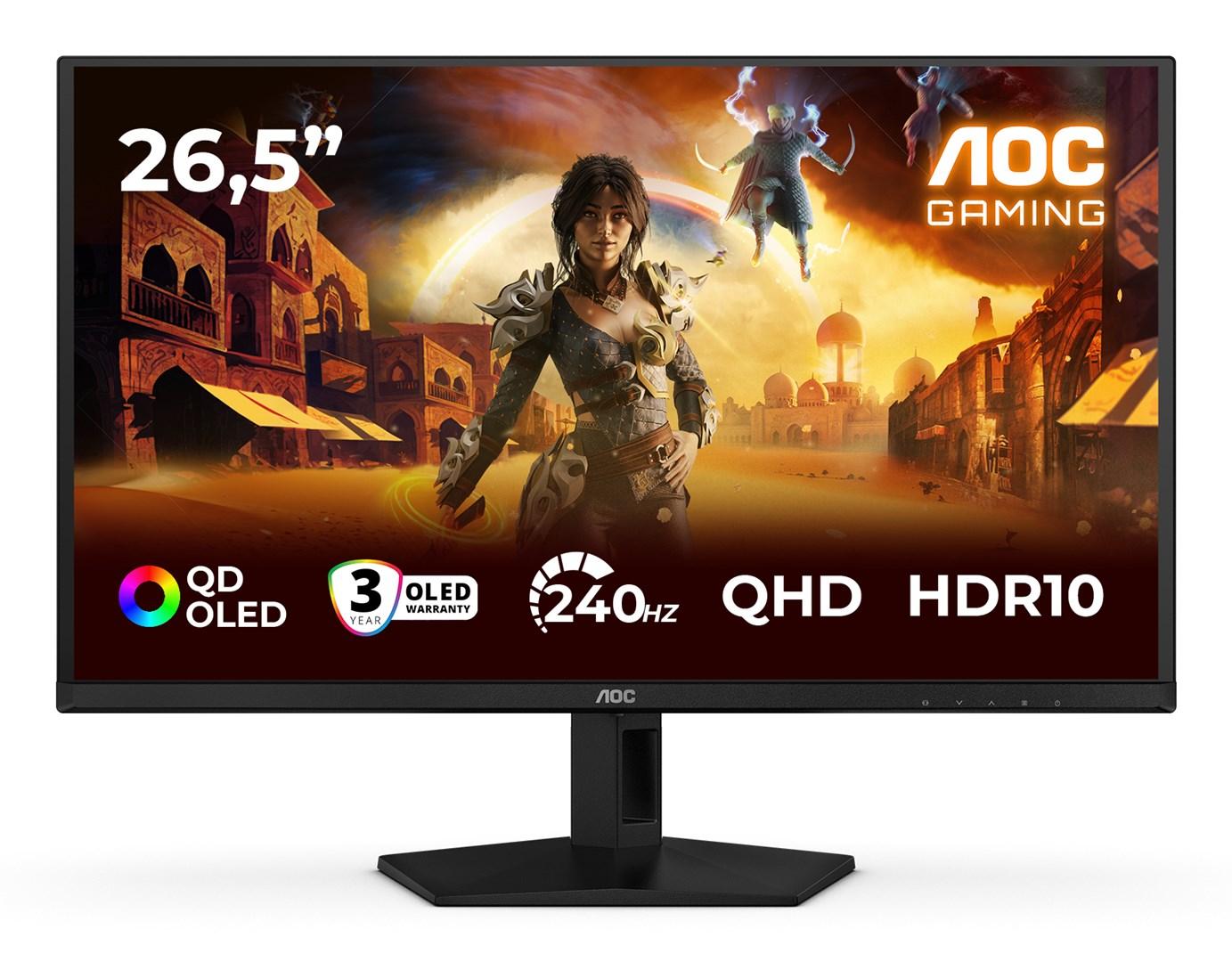 AOC G4 Q27G41ZDF 26,5" QHD QD‑OLED gaming-skærm - sort/rød, 240 Hz billede