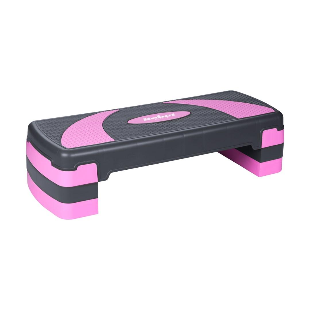 Step do aerobiku i cwiczen fitness 3 stopnie szaro-fioletowy REBEL ACTIVE