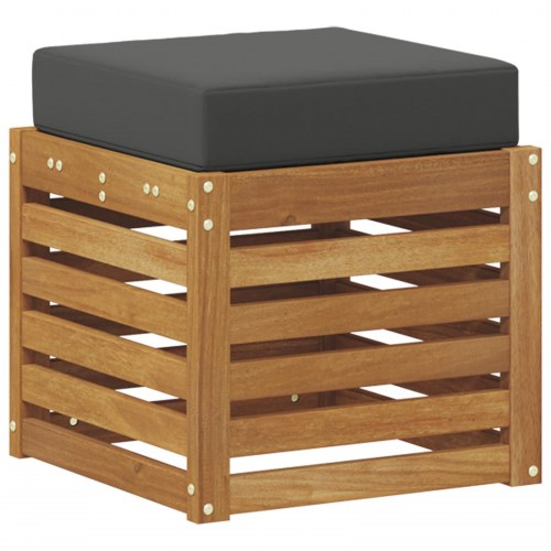 Bænk med pude 2 Stk Naturlig og Antracit Massivt Akacietræ