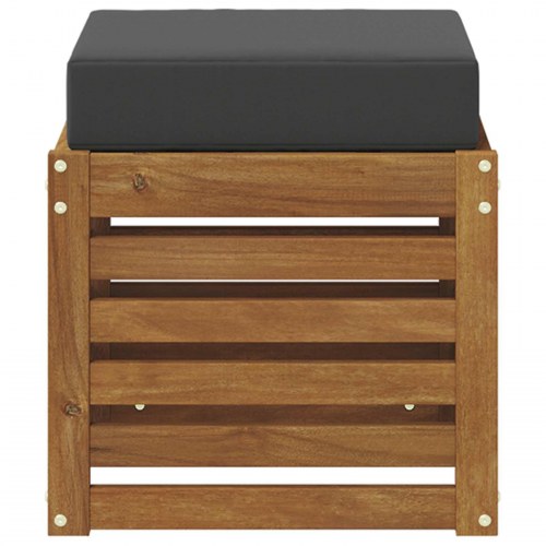 Bænk med pude 2 Stk Naturlig og Antracit Massivt Akacietræ