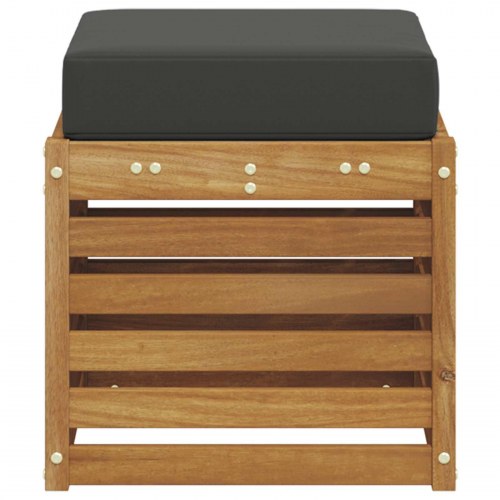 Bænk med pude 2 Stk Naturlig og Antracit Massivt Akacietræ