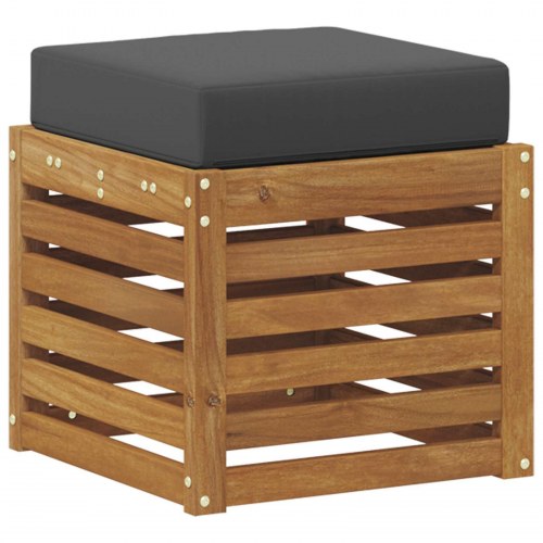 Bænk med pude 2 Stk Naturlig og Antracit Massivt Akacietræ