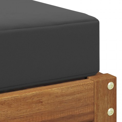 Bænk med pude 2 Stk Naturlig og Antracit Massivt Akacietræ