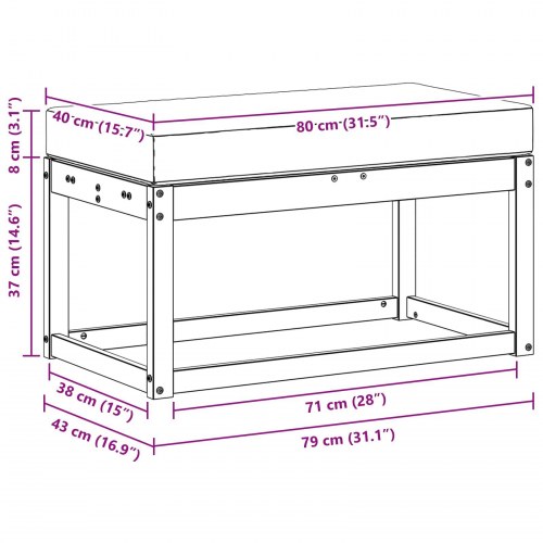 Bænk Naturlig og Fløde 79 x 43 x 37 cm Massivt Akacietræ