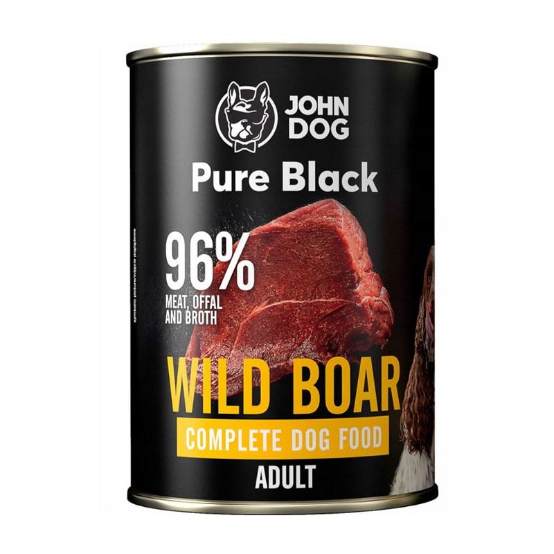 JOHN DOG Pure Black Vildsvin – vådfoder til hund, 400 g