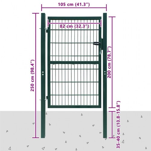 Hegnslåge i stål 100×200 cm - grøn