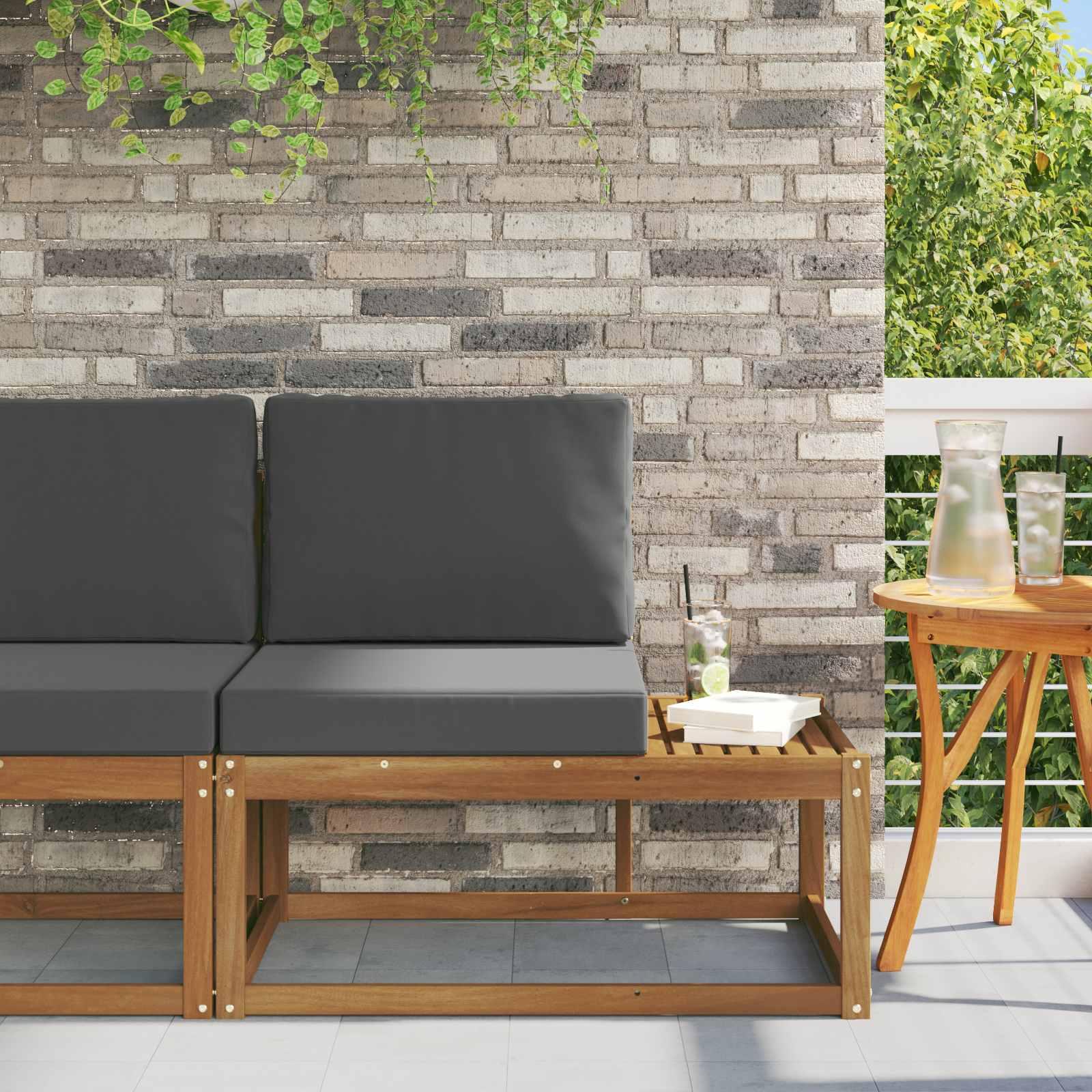Udendørs Modulsofa Naturlig og Antracit 91 x 63 x 73 cm