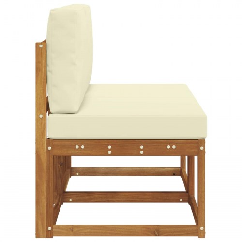 2 Stk Udendørs Mellem Sofa Massivt Akacietræ Naturfarvet