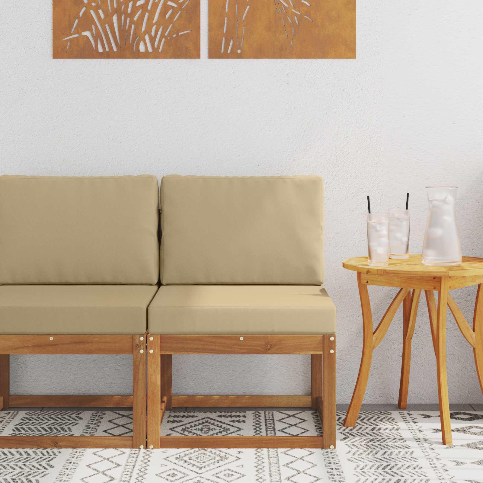 Udendørs Bord Massivt Akacietræ 59 X 59 X 37 Cm - Naturlig og beige / 1x midte