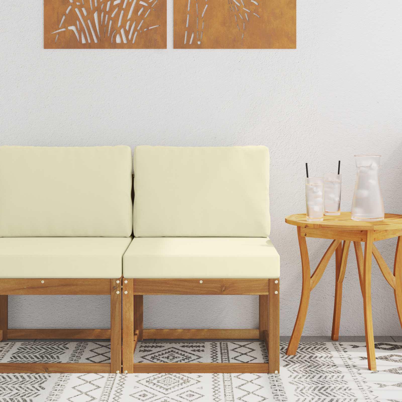 Udendørs Mellem Sofa Massivt Akacietræ Naturfarvet