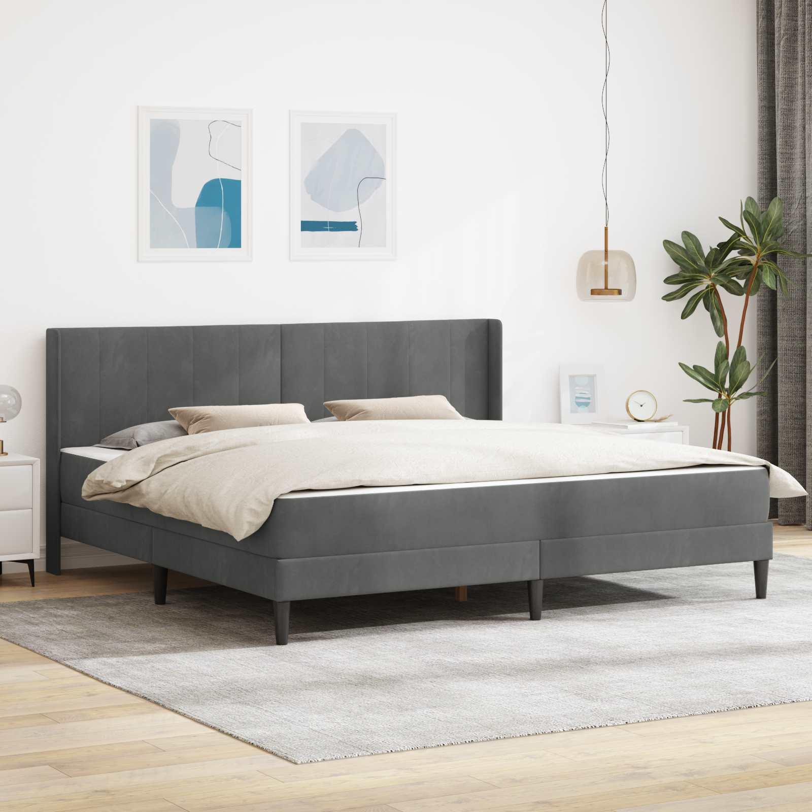 Sengestel Mørkegrå 200 x 200 cm Fløjl