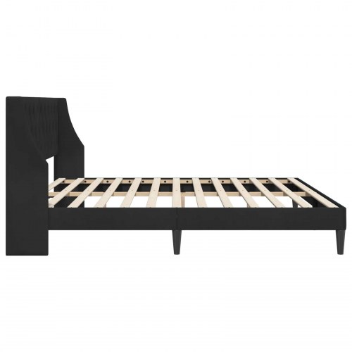 Sengestel med hovedgærde i sort fløjl 180 × 200 cm