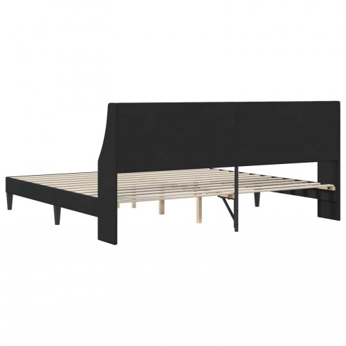 Sengestel med hovedgærde i sort fløjl 180 × 200 cm