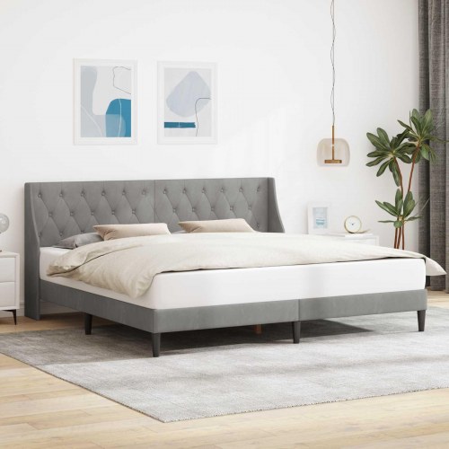 Sengestel med hovedgærde - lysegrå fløjl 180 × 200 cm
