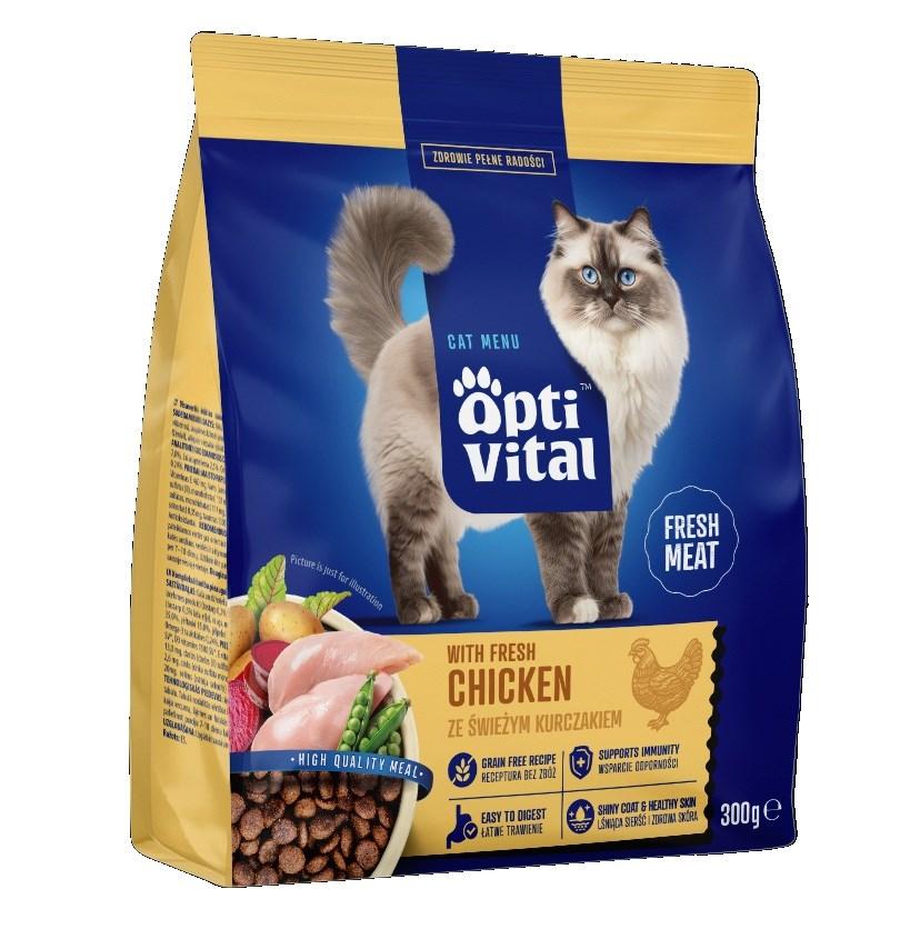 OptiVital tørfoder til kat med frisk kylling – 300 g