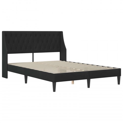 Sengestel med hovedgærde i sort fløjl 120 × 190 cm