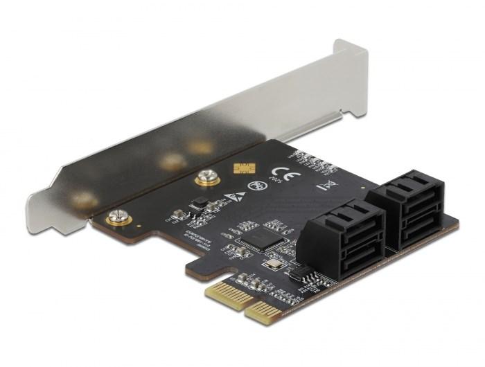 DELOCK 4-port SATA PCIe x1 controllerkort - low profile billede