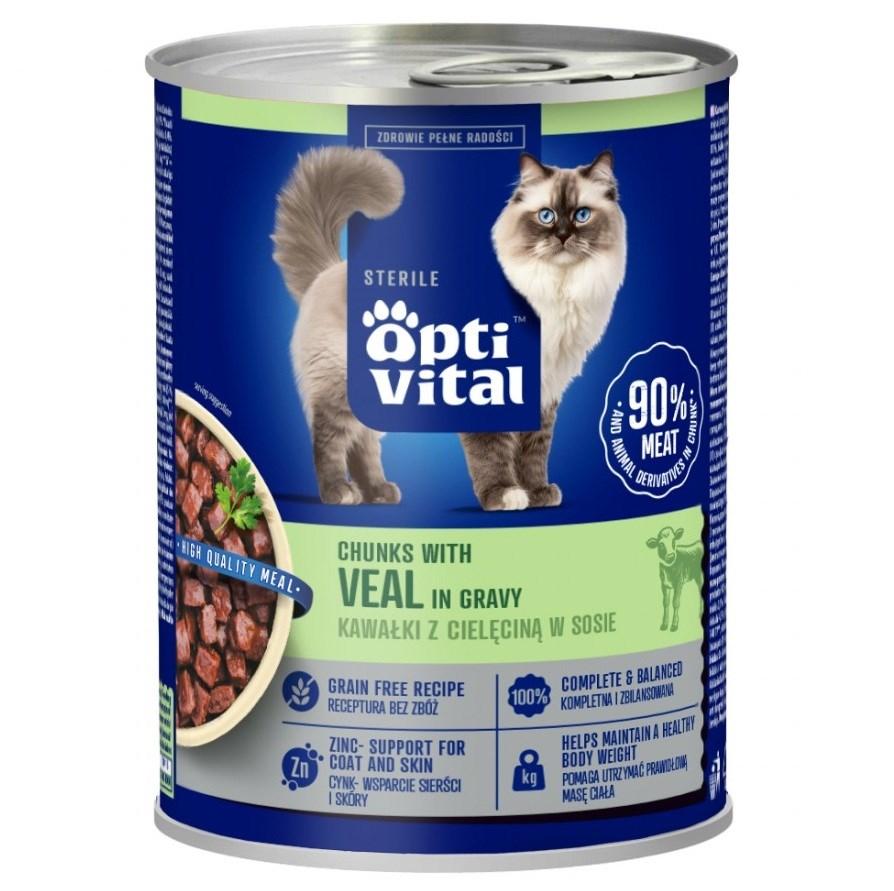 OptiVital Sterile vådfoder til kat med kalv i sovs – 415 g