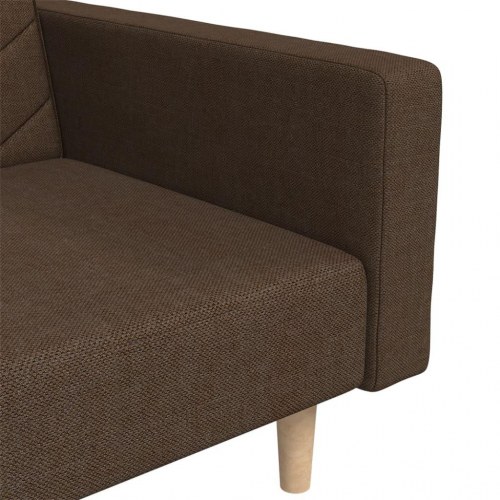 2-personers sovesofa med 2 puder - stof, brun