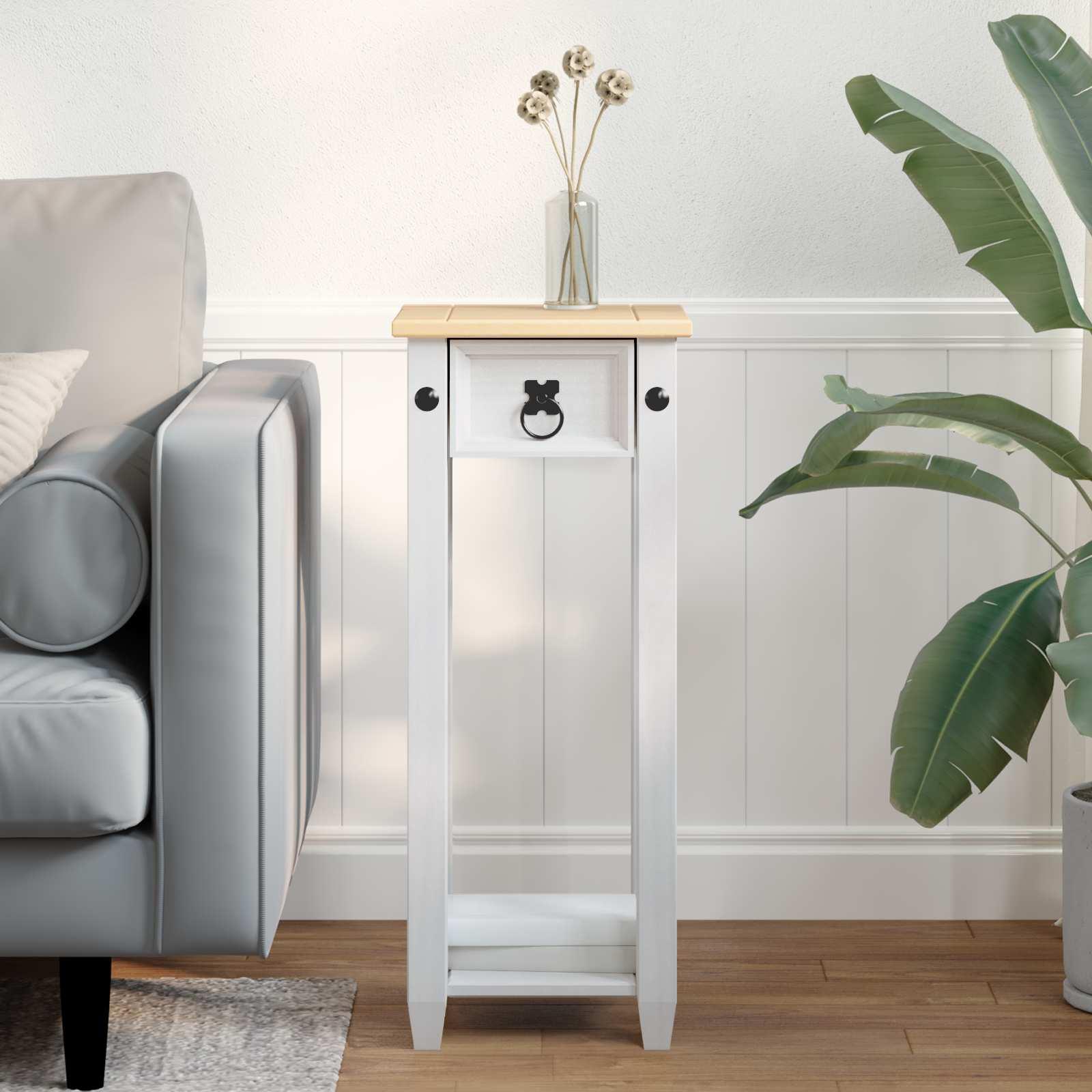 Planteholder Hvid 30 x 30 x 73 cm Massiv fyrretræ