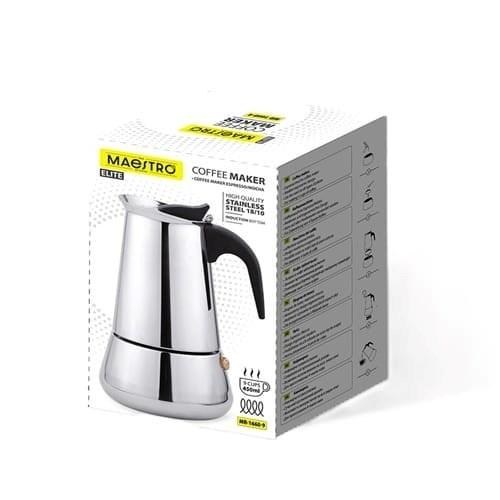 Maestro Brikka Moka-kande 450 ml – sort/rustfrit stål, til induktion