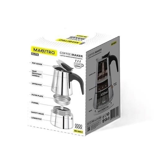Maestro Brikka Moka-kande 450 ml – sort/rustfrit stål, til induktion