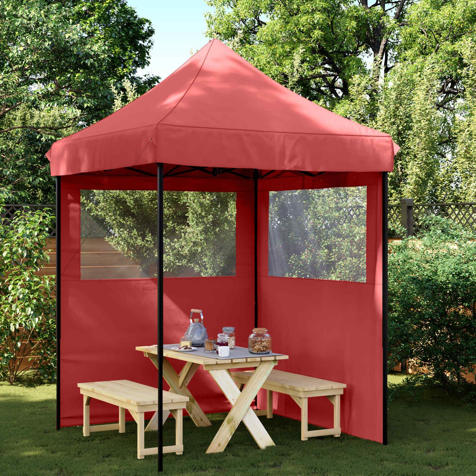 Pop-up festtelt i bordeaux 200 × 200 × 306 cm - 600D Oxford med PVC-belægning