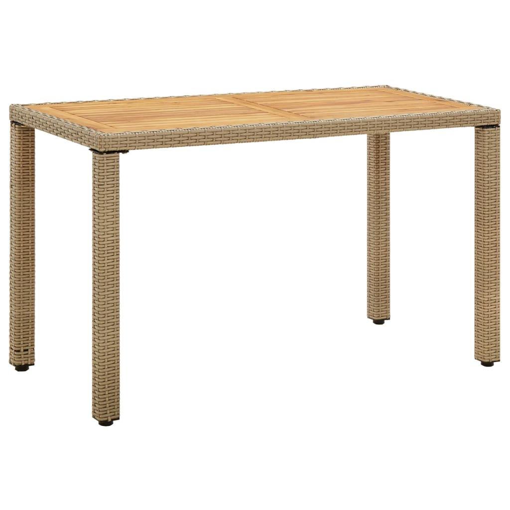 Havebord 123x60x74 cm polyrattan og massivt akacietræ beige