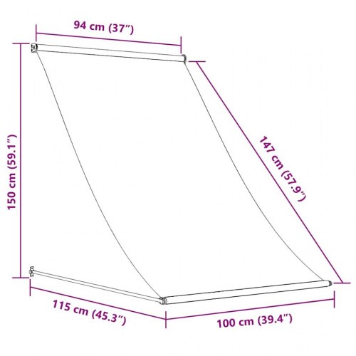Sammenrullelig markise 100 × 150 cm - stof og stål, antracitgrå
