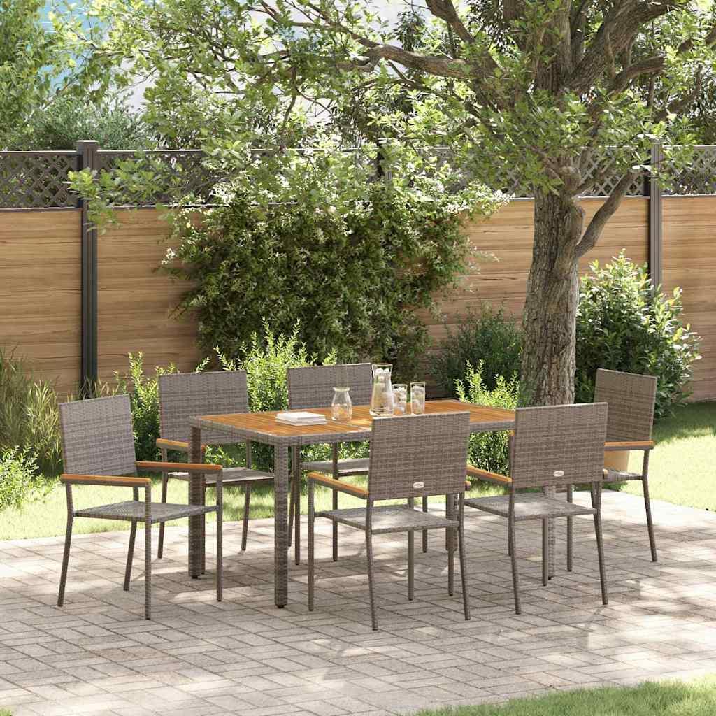 Have Spisebordssæt 7 stk Grå polyrattan