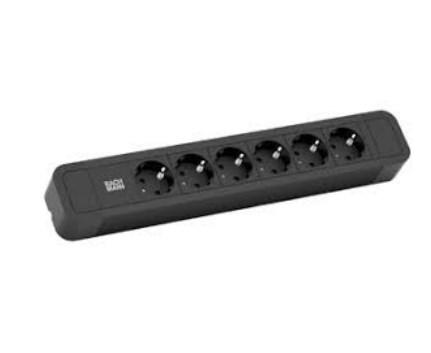 Bachmann Primo 2 stikdåse - 6 udtag, 2 m, sort