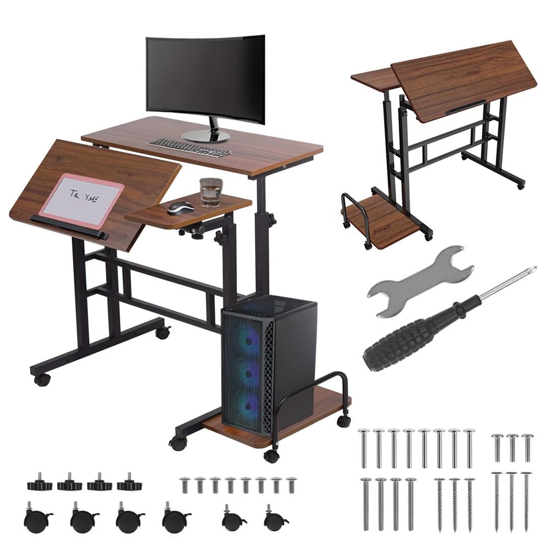 Maclean MC-124 B mobilt laptopbord - sort, 80 × 60 cm, højde 67-115 cm, max 50 kg