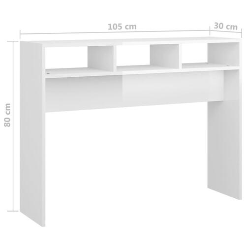 Konsolbord 105x30x80 cm spånplade hvid højglans