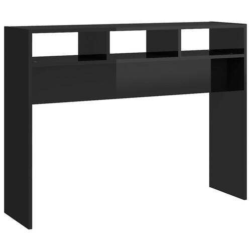 Konsolbord 105x30x80 cm konstrueret træ sort højglans