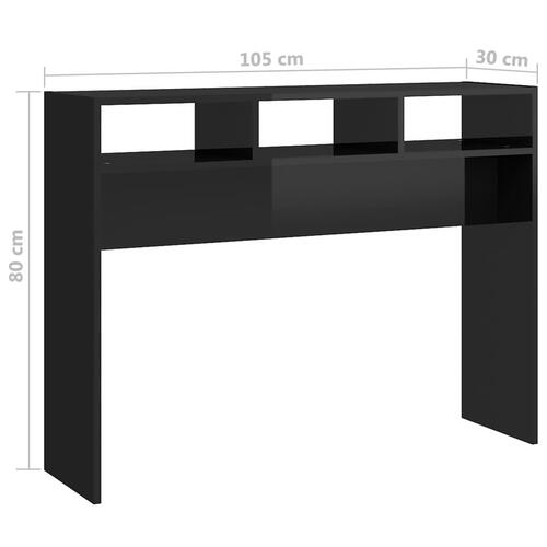 Konsolbord 105x30x80 cm konstrueret træ sort højglans