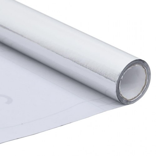 Selvklæbende møbelfolie 500×90 cm - PVC, højglans sølv