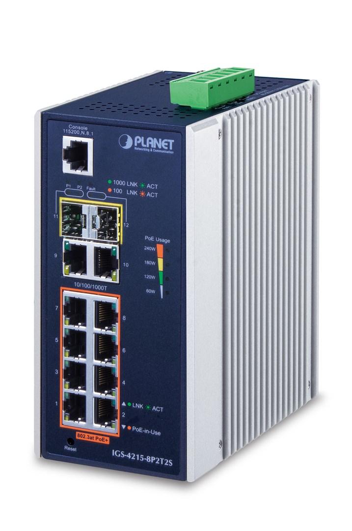 Planet IGS-4215-8P2T2S - administreret L2/L4 Gigabit PoE-switch, blå/sølv billede