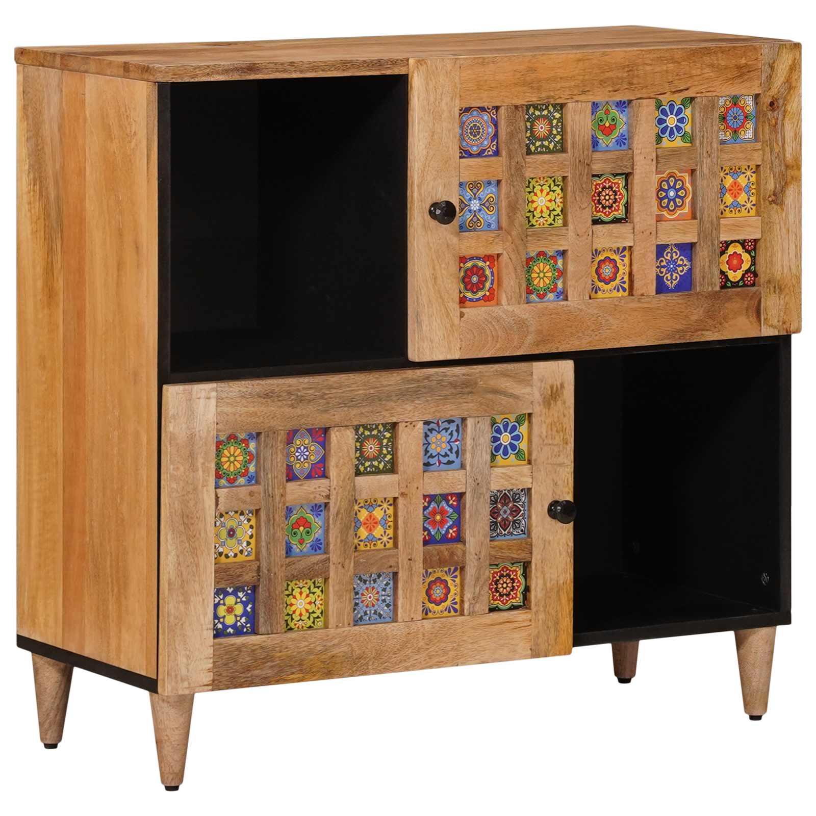 Sideboard med døre - natur | 80 × 33 × 75 cm i massivt mangotræ