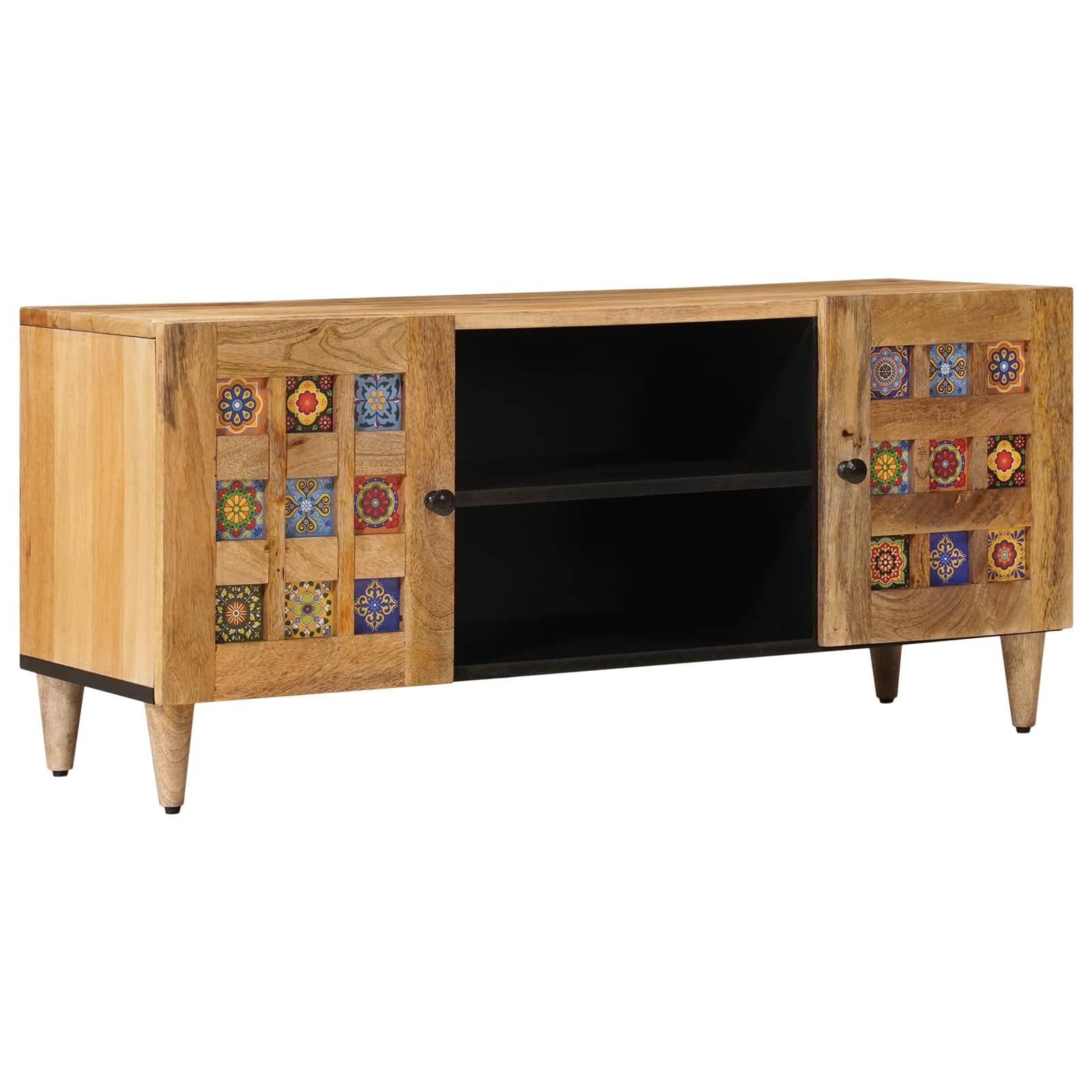 TV-skab med dør Naturfarvet 105 x 33,5 x 46 cm Massivt mangotræ