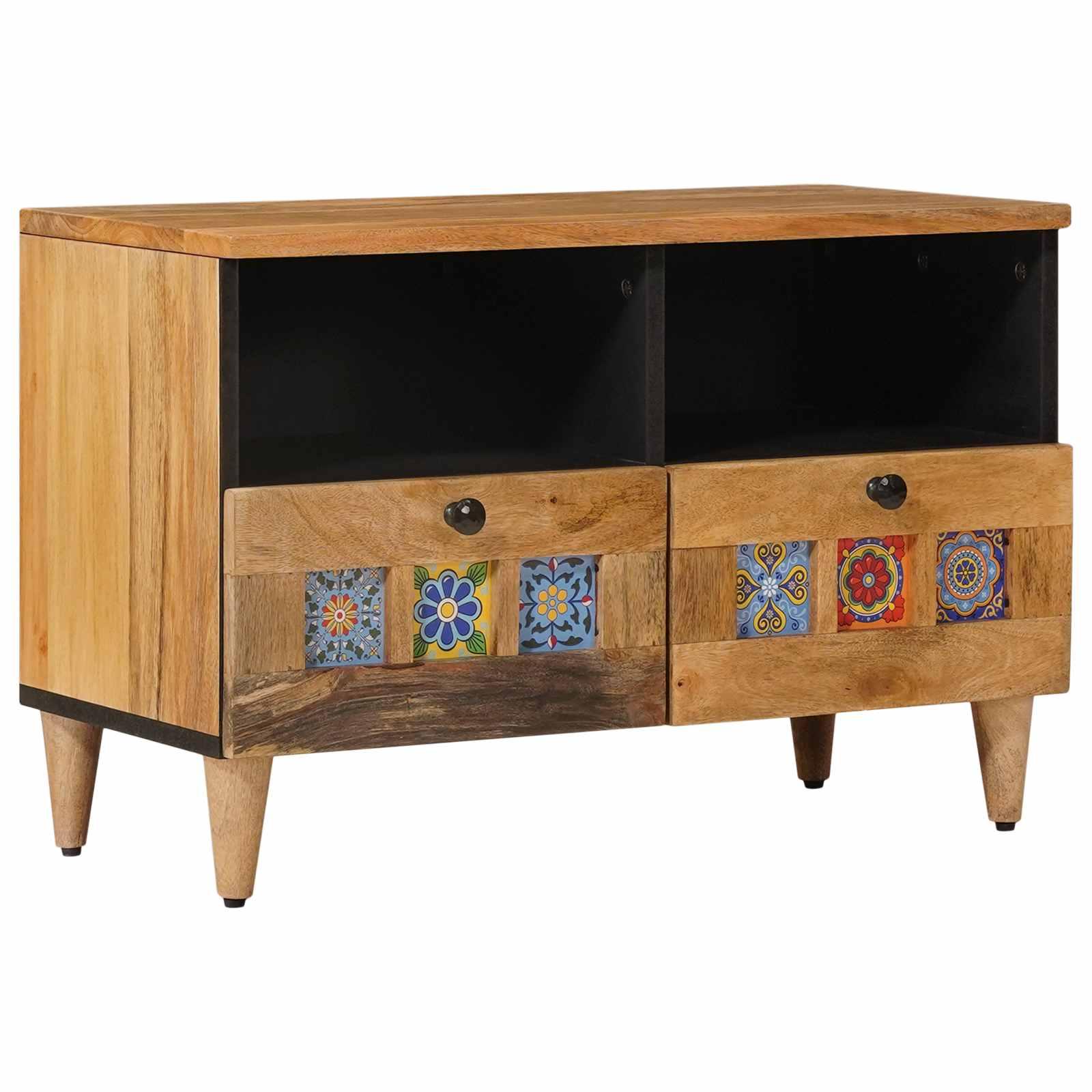 TV-skab med skuffe Naturfarvet 70 x 33 x 46 cm Massivt mangotræ