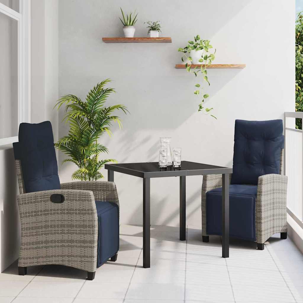 Have Spisebordssæt med pude 3 stk Grå polyrattan