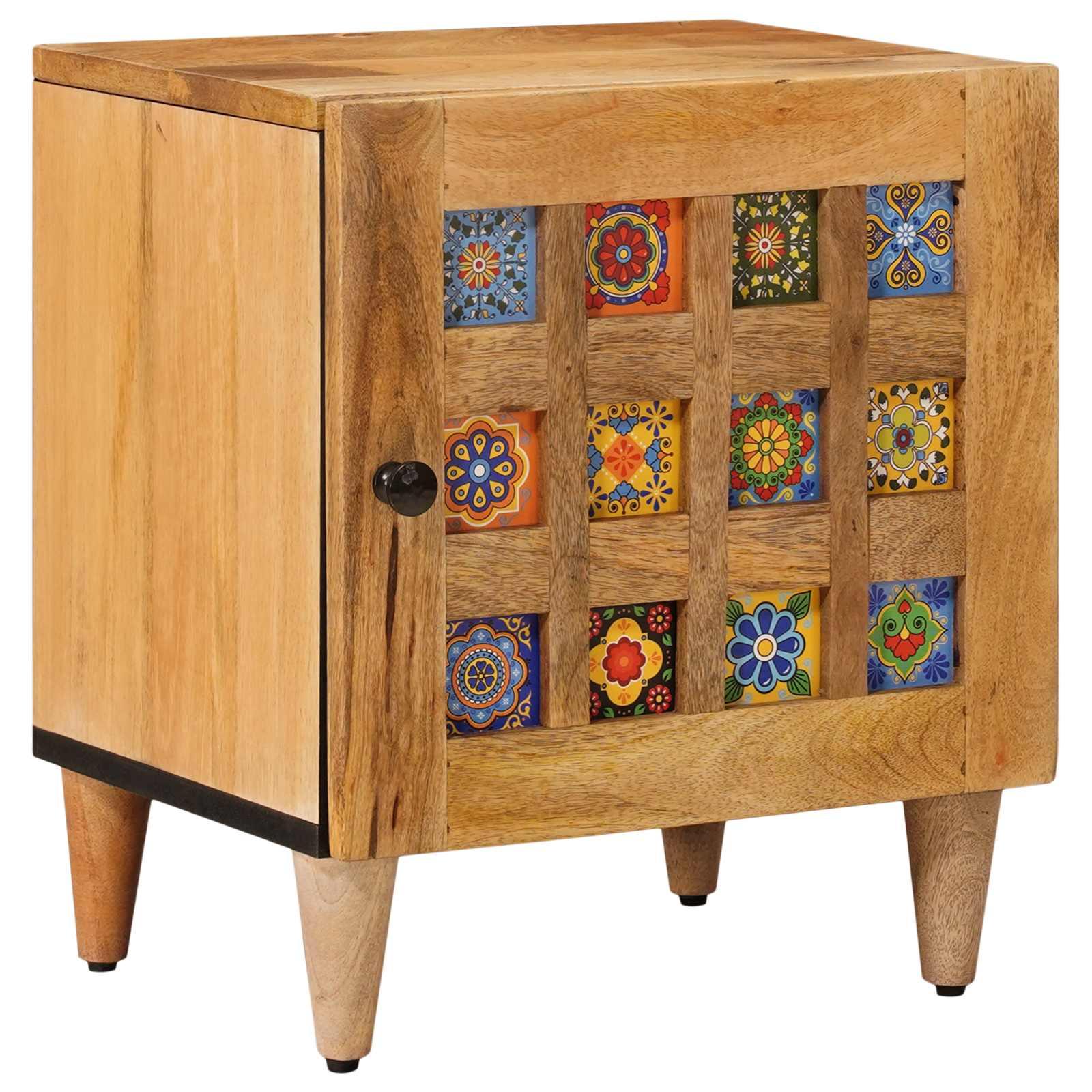 Natskab 40 X 33 X 46 Cm Massivt Mangotræ - Naturfarvet